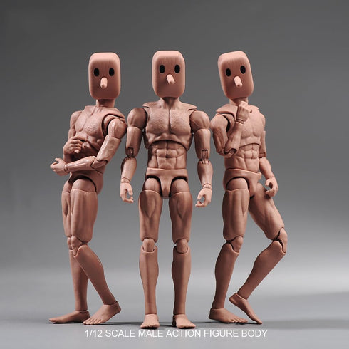 1/12 Scale Muscle Male Action Figure, 6in Flexible Strong Notaman Square Head Miniature Figure