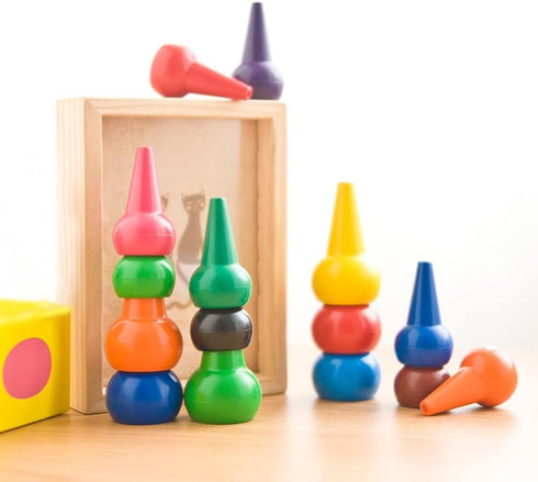 LECAMEBOR 12 Finger Crayons for Toddlers, Non-Toxic Crayon for Kids Washable Palm-Grip Crayons Colors Paint Crayon