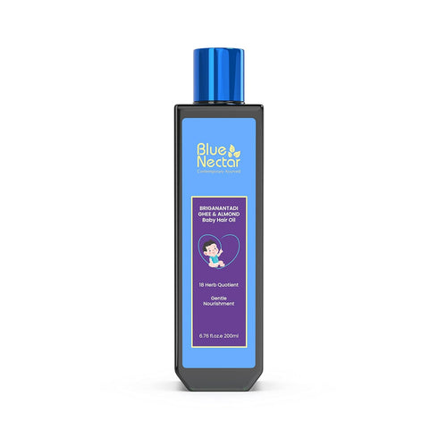 Blue Nectar Ayurvedic Baby Hair Oil with Organic Ghee, Almond Oil, Coconut