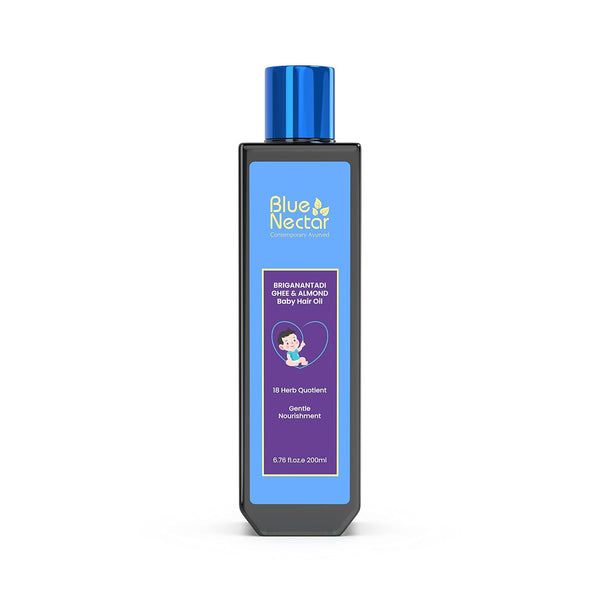 Blue Nectar Ayurvedic Baby Hair Oil with Organic Ghee, Almond Oil, Coconut