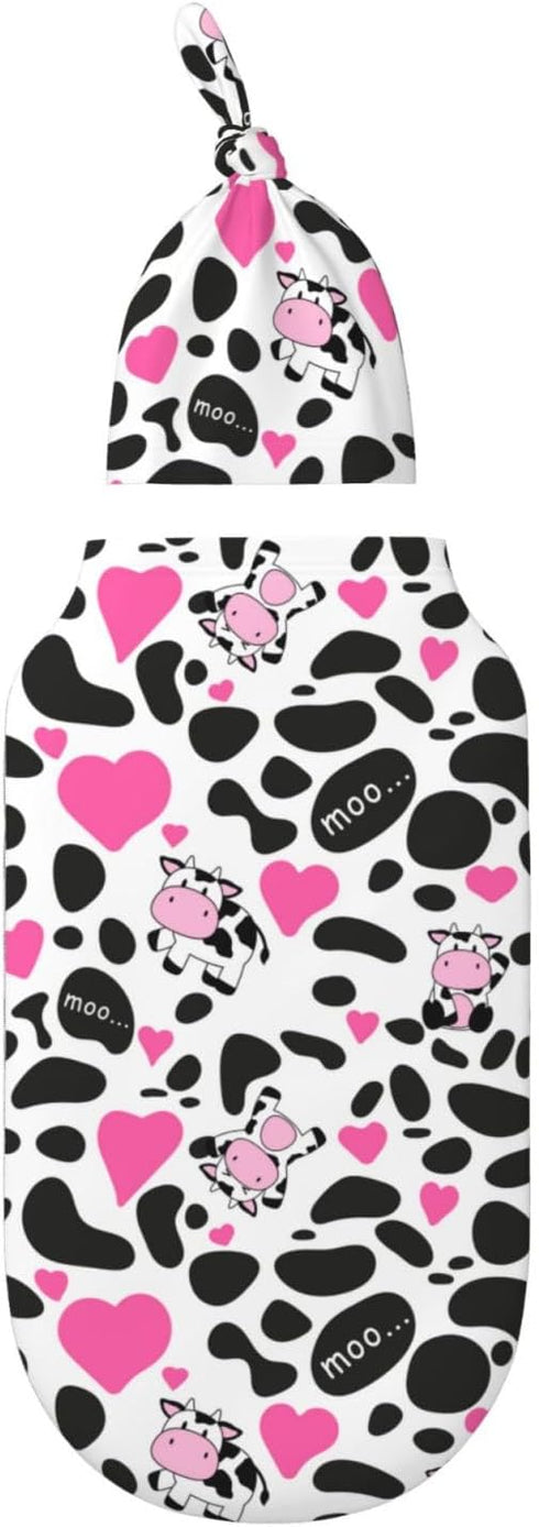 Cow Print Swaddle Blankets Newborn Receiving Blanket Baby Swaddle Wrap Soft Sleeping Sack for Baby Girls Boys by Figtihw