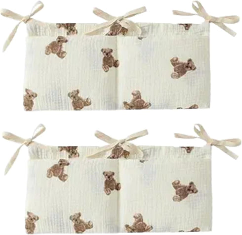 DPWOUM 2Pcs White Bedside Hanging Bags Milk Bottle Bib-Storage Crib Organizer Baby Nappy-Dormitory