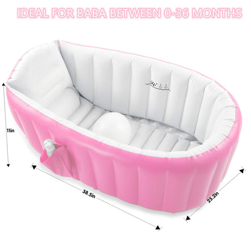 EZYCOK Swimming Inflatable Baby Bathtub, Portable Infant Toddler Bathing Tub Non Slip Travel Bathtub Mini Air Pool Kids