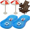 Toyvian 2 Sets Doll House Swimming Pool with Swimming Ring, Folding Beach Sunbath Chair Miniature Craft Furniture Pool