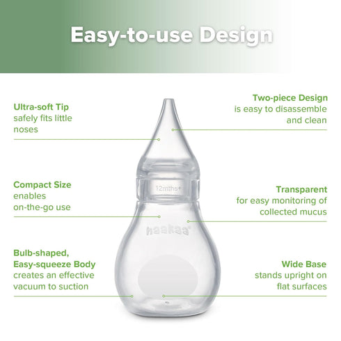 Bulb Haakaa Silicone Baby Nasal Aspirator | Nose Syringe | Easy-Squeezy Baby Nose Cleaner, Newborn Infant &Toddler