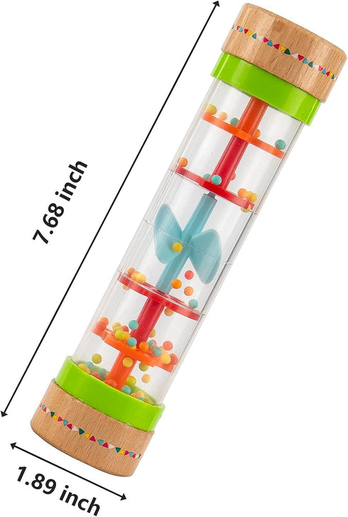 Musfunny Rainmaker Baby Rain Stick Toys, 8 inch Sensory Rattle for Babies, Colorful Musical Instrument