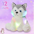 Houwsbaby 12'' Gray Light Up Husky Stuffed Animal Dog, Floppy LED Plush Toy Puppy Night Lights Glow Pillow for Kids