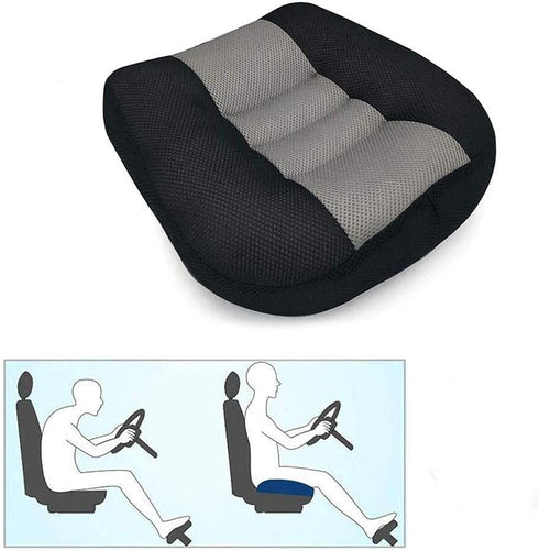 Car Booster Seat Cushion, Breathable Height Boost Mat, Portable Mesh Car Seat Pad for Car Office (Black/Gray)