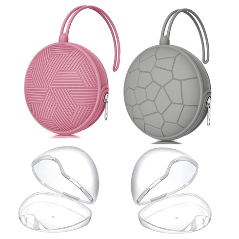 Smlpuame 4 Pack Holder Case Set, 2 Silicone Portable Pacifier Cover Pouch