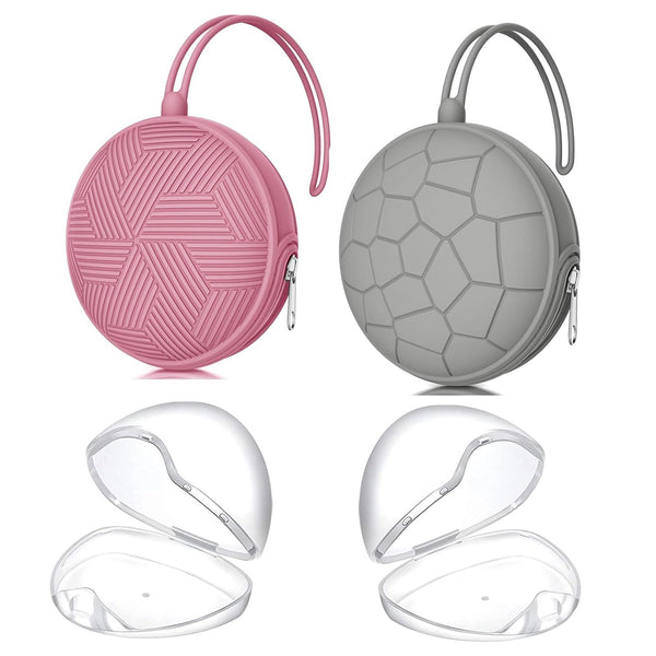 Smlpuame 4 Pack Holder Case Set, 2 Silicone Portable Pacifier Cover Pouch