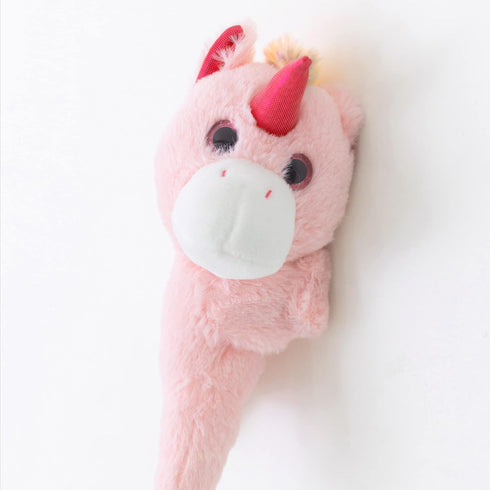 Unicorn Slap Bracelets Wrist Hugger Gift, Stuffed Animals Huggable Plush Toy for Kids and Teens, Pink 8.5"