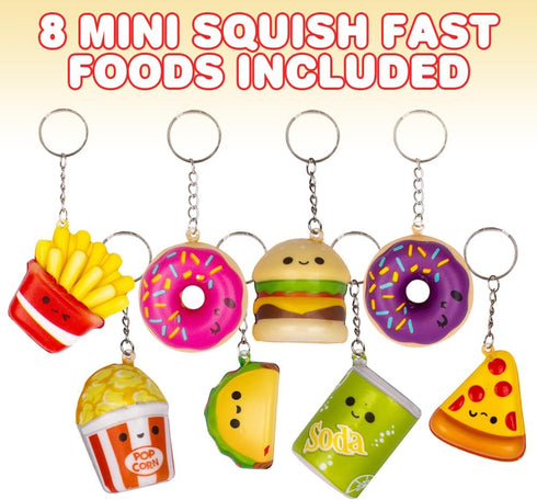 Set 8, ArtCreativity Mini Squish Fast Food Toys, of Slow-Rise Stress Relief Toys for Kids in Assorted Food Designs