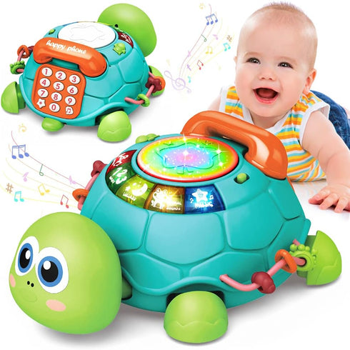 Jyusmile Baby Toys 6 to 12 Months, Musical Turtle Crawling Infant Toys,