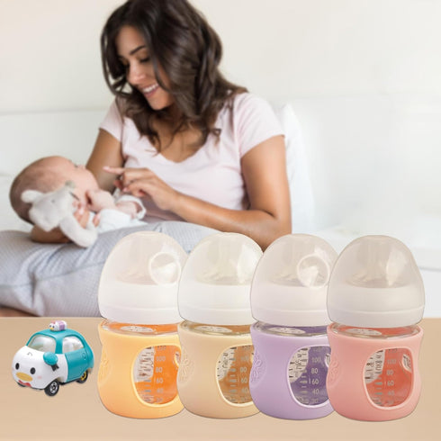 Kingwi 4 Pack 4 OZ) Silicone Sleeves for Avent Natural Glass Baby Bottles, Anti Breakage Bottle Holder, Compatible