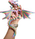 Maxdecoer 15.75" Matte Rainbow 3D Printed Articulated Dragon Toy, Large Crystal-Style Dragon Desk