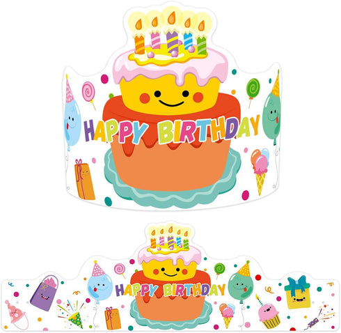 Ceiba Tree Happy Birthday Crowns - Birthday Hats for Kids, Teachers, Students, Classroom Party Favor, 30 Pcs