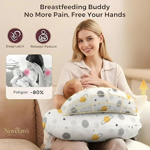 Novelavo Tummy Breastfeeding Pillows for Newborn Support, Nursing Pillow for Comfortable Feeding, Time Pillow for Baby