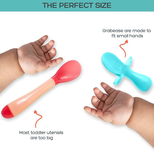 Grabease Baby & Toddler Utensils - BPA-Free & Phthalate-Free Cutlery Set - Spoons & Forks for Baby & Toddler