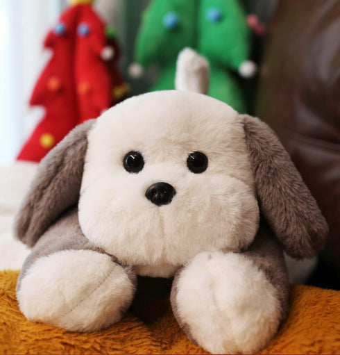uoozii 16" 3 | Pounds Grey Dog Weighted Stuffed Animals with Unscented Microwavable Heating Pad, Cute Coolable Heatable