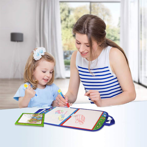 Jenilily Water Doodle Mat, Portable Travel Drawing Bag Mat with Pen Educational Painting Toy for Kids
