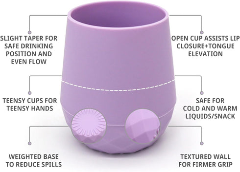 2 Pack Silicone Baby Cups 6-12 Months - Tiny Cup for 4 months+, Open Cup for Baby Girl Gift, 2oz