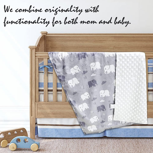 30 40 Inch TANOFAR Super Soft Micro Fleece Baby Blanket - Boys Receiving Blanket with Dotted Backing, Grey Elephant, x