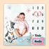 Cow Print Baby Monthly Milestone Blanket, Farm Animals, 40"x40", Unisex, Includes 4 Frames & 1 Headband