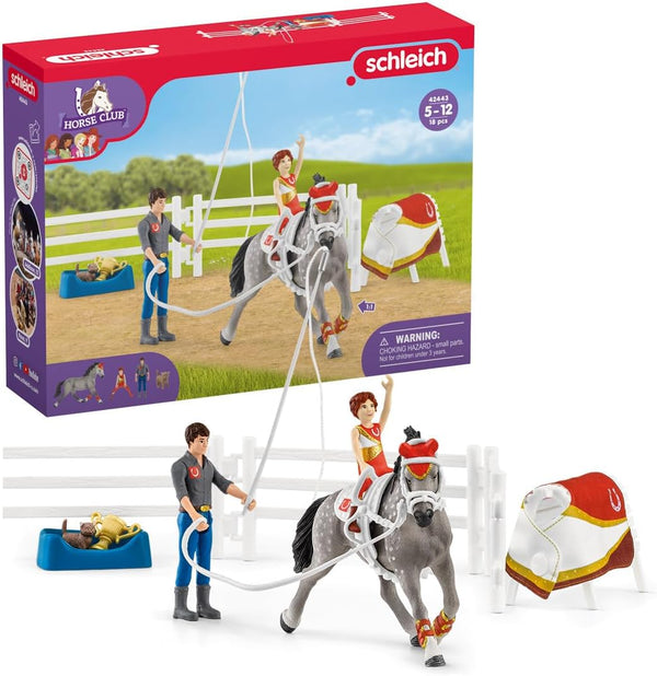schleich HORSE CLUB Mia's Vaulting Set, 18 Piece Horse Play Set with