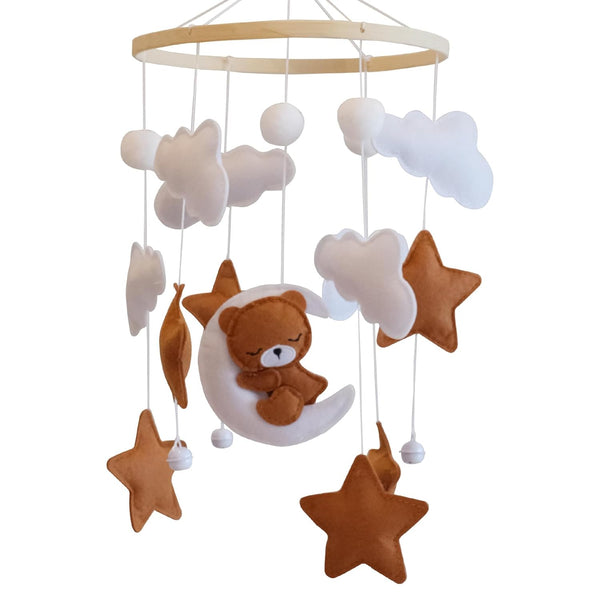 Baby Crib Mobile - Bear Mobile for Crib, Felt Cloud Nursery for
