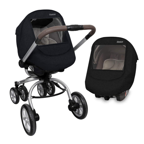 Manito Melange Infant Car Seat Weather Shield Universal-Fit, Clear Window, Windproof, Water-Repellent,
