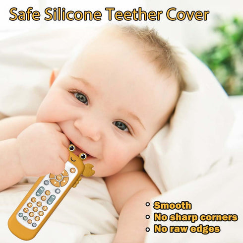 Baby TV Remote Control Toy - Cute Crab Soft Silicone Cover Teething Toy, Realistic Musical Remote Control for Toddlers