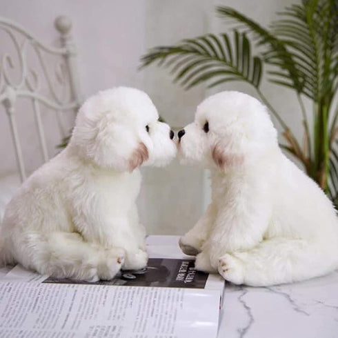 14" Realistic Plush Maltese Dog - Stuffed Animal Puppy Dog Toys - Soft Plush Pillow for Kids and Adults