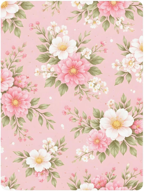 CZXW 52" 28" Pink Flowers Botanical Crib Sheets Fitted x Natural Cotton Soft & Breathable for Baby Crib Mattress