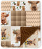 Highland Cow Baby Blanket, Western Minky Blankets for Boys Girls, Nursery Room