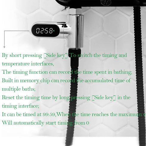 Shower Thermometer - LED Digital Display Waterproof Battery Free Design for Baby Bath/Tub