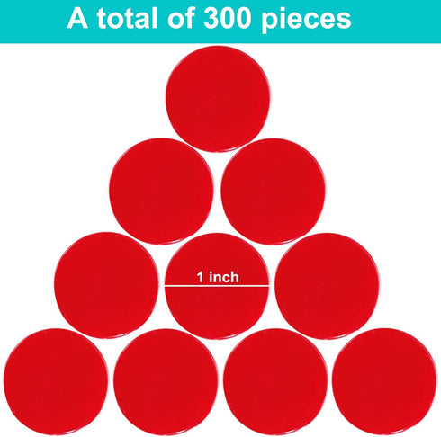 Coopay 300 Pieces Plastic Learning Counters, Bingo Chip Counting Discs for Math Practice and Poker Chips (Red Style 1)