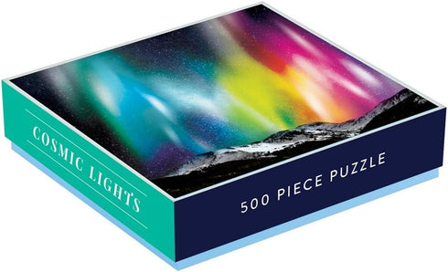 Galison Cosmic Lights 500 Piece Jigsaw Puzzle for Families and Adults, Outer Space Puzzle with Rainbow Aurora