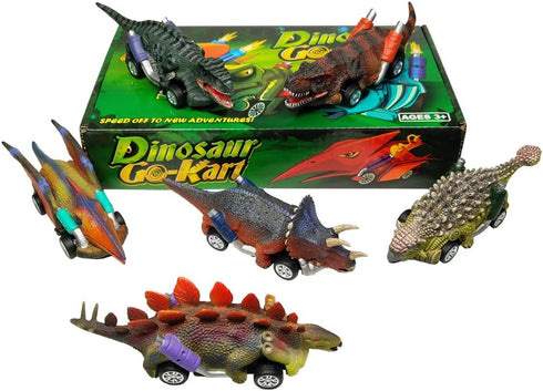 DINOBROS Dinosaur Toy Pull Back Cars, 6 Pack, Dino Toys for 3 Year Old Boys and Girls