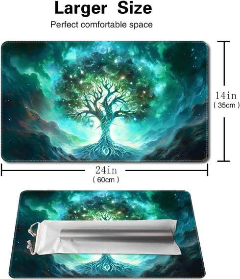 Premium Board Game 24x14in TCG Playmat Compatible for OCG CCG RPG MTG Play Mats,Mousepad Desk Mat (Green Vitality)