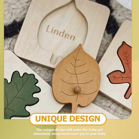 Kisangel Toddler Toys, 4pcs Wooden Leaf Shape Puzzle, Educational Learning STEM Toys for Birthday