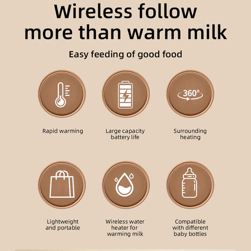 Generic 14.5x8.8cm, Portable Bottle Warmer, with Convenient Wireless Heating, Rechargeable Cordless Milk Warmer, Travel