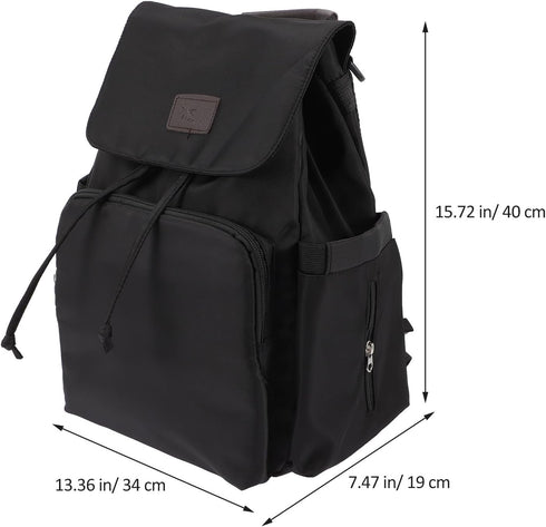 PERSELOSO Backpack Diaper Bag for Mom with Wet and Dry Separation, Drawstring Closure, Large Capacity Black Travel