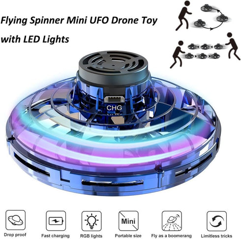 GoolRC Flying Spinner Mini UFO Drone, Hand Controlled Fidget Spinner for Kids and Adults, Indoor Outdoor Flying Toy
