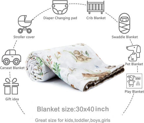HOMRITAR Baby Blanket for Boys Girls - Soft Plush Minky Blanket with Double Layer Dotted Backing for Toddler Nursery,