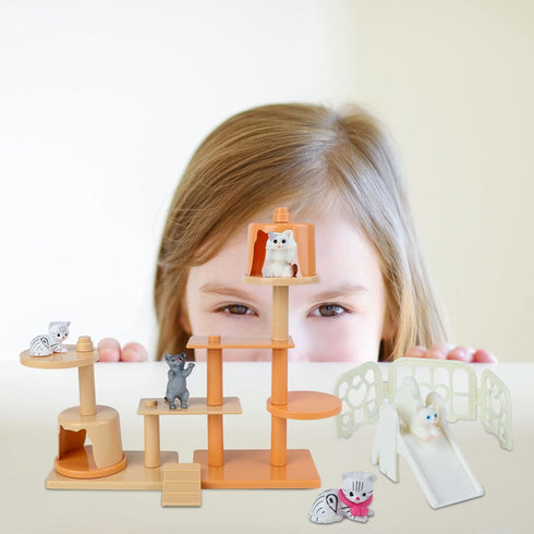 40 Pack Cat Figures Playset Toy - Realistic Cat Figurines for Pretend Play, Educational Learning, Cake Toppers