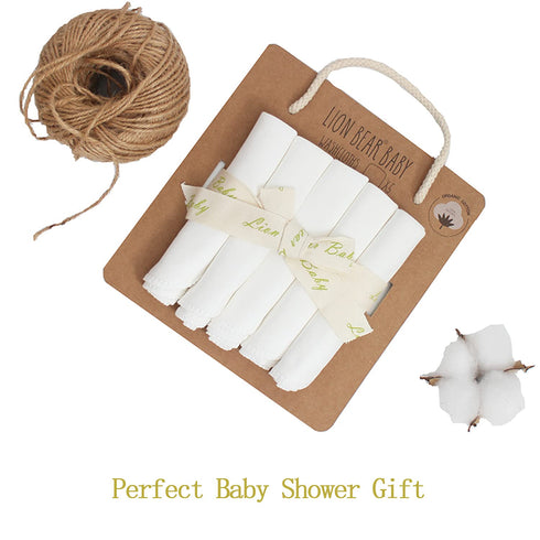 10 Pack Reusable Baby Washcloths - Soft Absorbent Organic Cotton Towel Face Wipes for Newborn Bath (White)