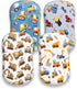 FIGEPO 4 Pack Set Baby Boy Bassinet Sheets Soft Fitted Baby Boy Mattress Covers Construction Truck or Dinosaur Theme