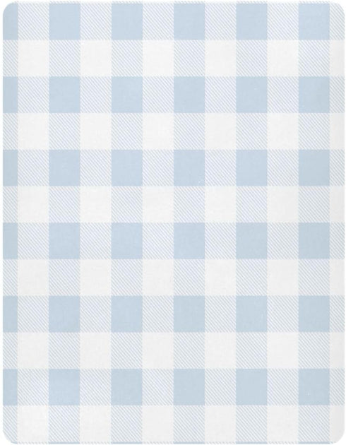 Cozy 27 39 inch Kigai Light Blue Crib Sheet for Boys Girls Gingham Baby Sheets Jersey Knit Fitted Crib Sheet