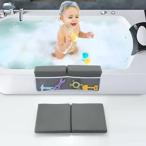 PandaEar Comfortable Baby Bath Kneeler and Elbow Rest Pad Set, Non-Slip Bathtub Cushion Mat with Toy Organizer