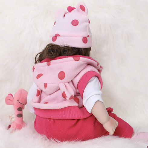 ENADOLL Reborn Baby Doll, Realistic Silicone Vinyl Polka Dot Giraffe Baby 16 inch Weighted Doll Gift Set